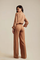 Calça Pantalona de Linho Dunas Terra