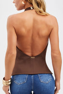 Blusa Frente Única Degagê Curve Coffee