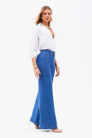 Calça Jeans Pantalona Modeladora Linea Cós Médio