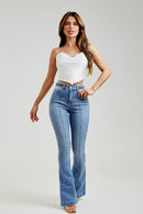 Calça Jeans Flare Modeladora Apaixonante Cós Alto