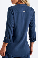 Camisa Feminina de Linho Dunas Azul Marinho