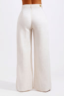 Calça Pantalona de Linho Dunas Areia