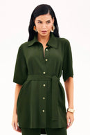 Camisa Manga Curta Comfort Office Verde