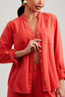 Camisa Feminina de Linho Dunas Vermelha Vibrante