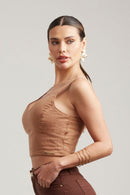 Cropped de Linho Dunas Terra