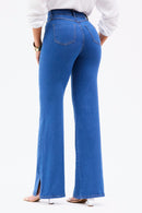 Calça Jeans Wide Leg Modeladora Linea Cós Médio