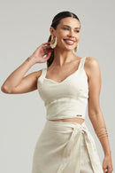Cropped de Linho Dunas Areia