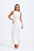 Body Gola Alta Halter Texturizado Perfect Stretch Off White