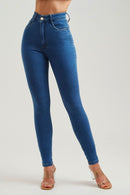 Calça Jeans Skinny Clássica Cós Super Alto 99% Algodão