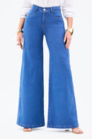 Calça Jeans Pantalona Modeladora Linea Cós Médio