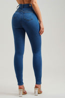 Calça Jeans Skinny Clássica Cós Super Alto 99% Algodão