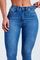 Calça Jeans Skinny Modeladora Mega Bumbum Cós Médio