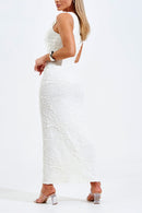 Vestido Longo Um Ombro Só Perfect Stretch Off White