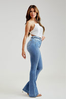 Calça Jeans Flare Modeladora Apaixonante Cós Alto