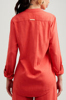 Camisa Feminina de Linho Dunas Vermelha Vibrante