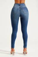 Calça Jeans Skinny Modeladora Inesquecível Cós Médio