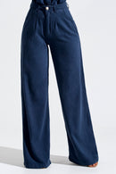 Calça Pantalona de Linho Dunas Azul Marinho