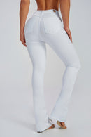 Calça Jeans Boot Cut Modeladora Milagrosa Cós Alto Branca