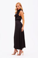 Saia Midi de Viscose Acetinada Essence Preta