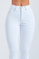 Calça Jeans Reta Modeladora Milagrosa Cós Alto Barra Desfiada Branca