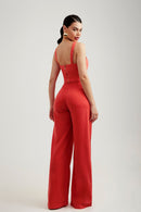 Calça Pantalona de Linho Dunas Vermelha Vibrante