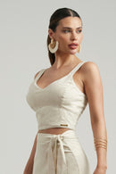 Cropped de Linho Dunas Areia