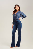 Calça Jeans Flare Modeladora Curva dos Sonhos Cós Médio