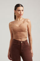 Cropped de Linho Dunas Terra