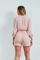 Shorts Alfaiataria de Linho Dunas Rosa