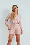 Shorts Alfaiataria de Linho Dunas Rosa