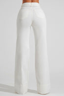 Calça Jeans Wide Leg Soul Cós Super Alto Off White
