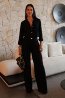Calça Pantalona de Linho Dunas Preta