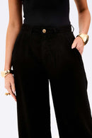 Calça Pantalona de Linho Dunas Preta