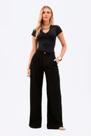 Calça Pantalona de Linho Dunas Preta