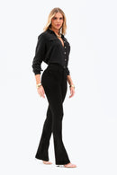 Calça Jeans Flare Modeladora Cós Médio Preto Intenso