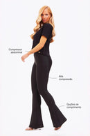 Calça Flare Modeladora Glam Cós Alto Preta