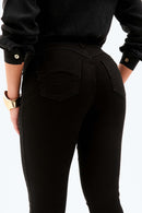 Calça Jeans Flare Mega Bumbum Cós Médio Preto Intenso