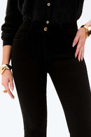 Calça Jeans Flare Mega Bumbum Cós Médio Preto Intenso