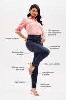 Calça Jeans Skinny Modeladora Revolucionária Cós Super Alto Escura