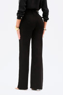Calça Jeans Wide Leg Modeladora Cós Médio Barra Tradicional Preto Intenso