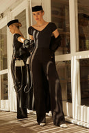 Calça Jeans Wide Leg Modeladora Cós Super Alto Barra Corte a Laser Preto Intenso