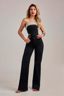 Calça Jeans Wide Leg Modeladora Cós Super Alto Barra Corte a Laser Preto Intenso