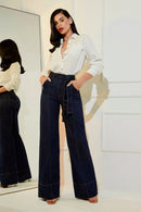 Calça Jeans Wide Leg Soul Cós Super Alto Escura