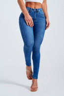 Calça Jeans Skinny Modeladora Mega Bumbum Cós Médio