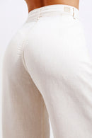 Calça Pantalona de Linho Dunas Areia