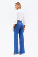 Calça Jeans Wide Leg Modeladora Linea Cós Médio