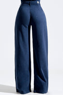Calça Pantalona de Linho Dunas Azul Marinho