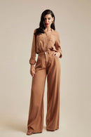 Calça Pantalona de Linho Dunas Terra