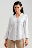 Camisa Feminina de Linho Dunas Branca