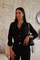 Camisa Feminina de Linho Dunas Preta